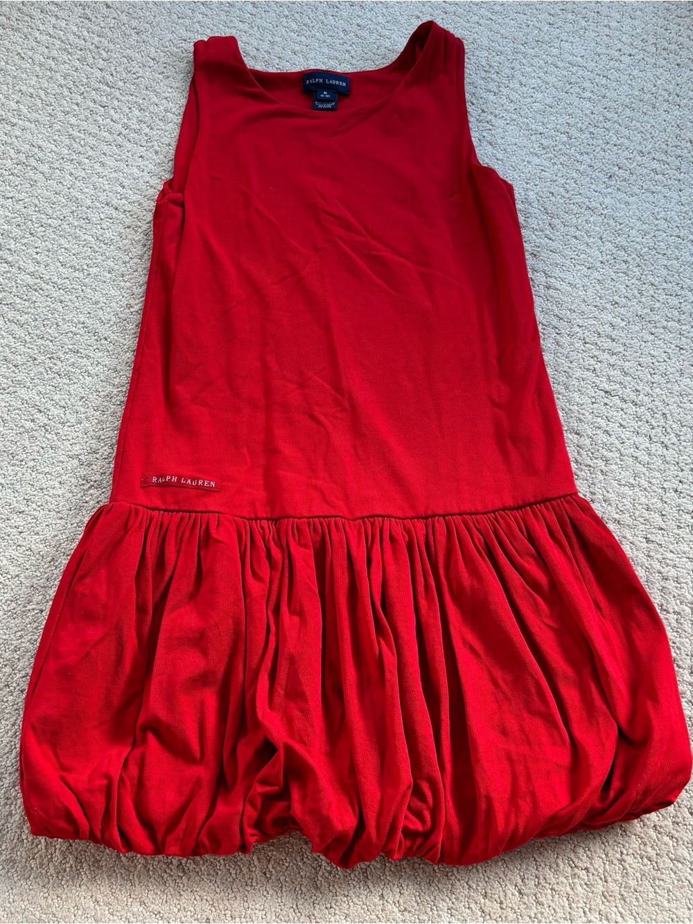Ralph Lauren Red Sleeveless Bubble-Hem Girls' Dress